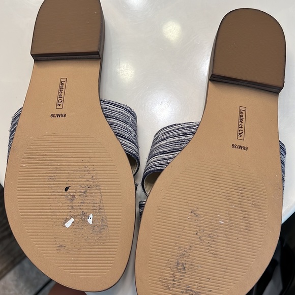 Louise et Cie 8.5 navy fabric Textile Slide Sandals EUC - Picture 4 of 4